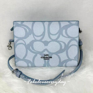 Coach Slim Crossbody Bag In Sketch Signature Canvas CBL93 Ice Blue NWT